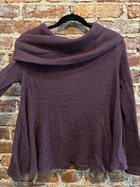 Anthropologie Plum Waffle Cowl-Neck Sweater